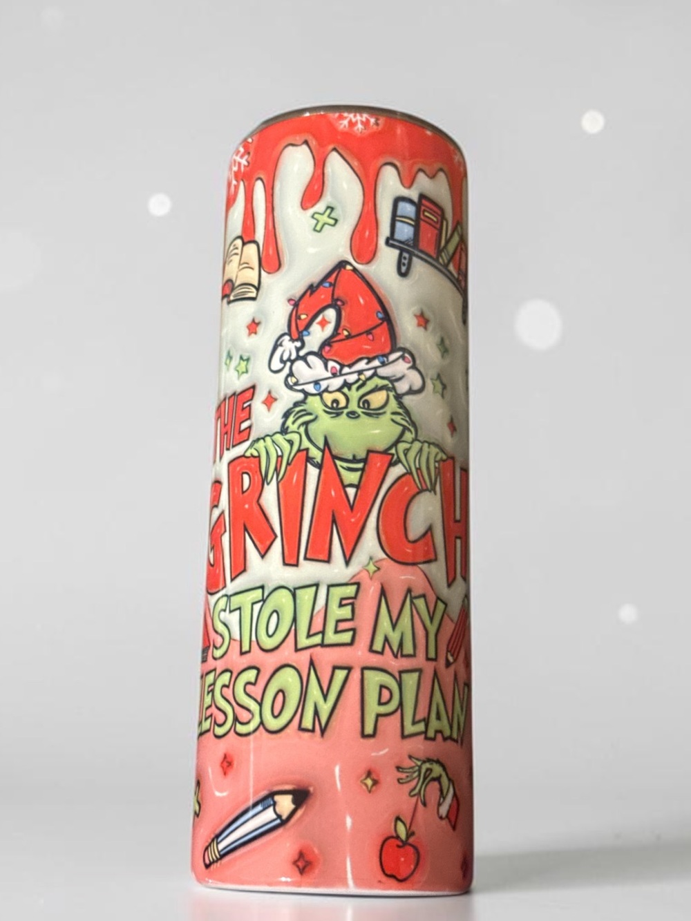 The Grinch Teacher cup with lid - Holiday Novelty Accent